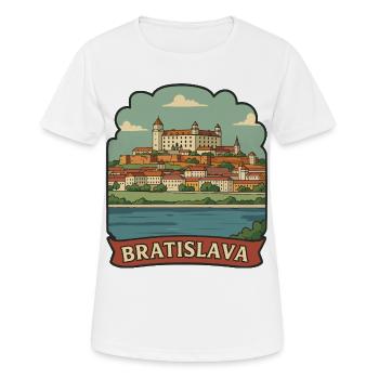 Bratislava Castle Slovakia Retro Travel Sticker - Women's Breathable T-Shirt - white - Front - AI Model Female 172 dark (172cm)