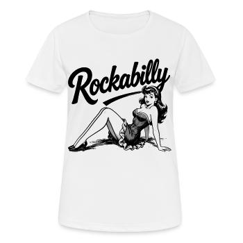 Design en noir et blanc avec une femme rockabilly pin-up - T-shirt respirant Femme - blanc - Devant - AI Model Female 172 dark (172cm)