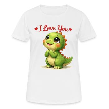 Un dino mignon regarde Maman : I Love You Design - T-shirt respirant Femme - blanc - Devant - AI Model Female 172 dark (172cm)