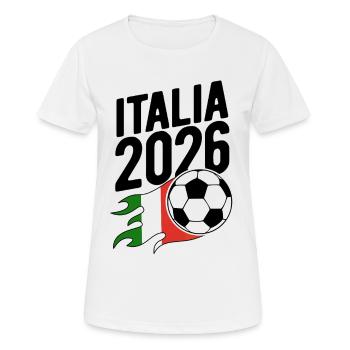 Italia 2026 Fußball Flamme mit Flagge - Frauen T-Shirt atmungsaktiv - Weiß - Vorne - AI Model Female 172 dark (172cm)