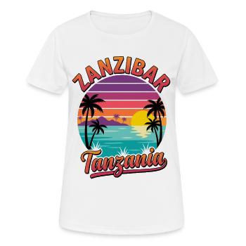 Plage de Zanzibar en Tanzanie avec un coucher de soleil - T-shirt respirant Femme - blanc - Devant - AI Model Female 172 dark (172cm)