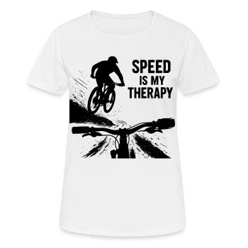 La vitesse est ma thérapie - Point de vue du saut en descente en VTT - T-shirt respirant Femme - blanc - Devant - AI Model Female 172 dark (172cm)