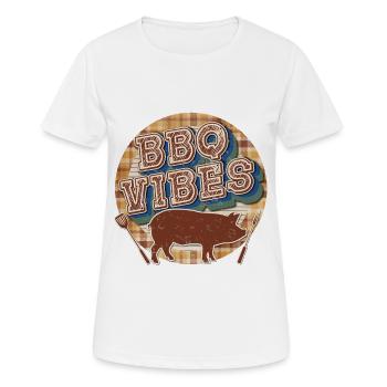 BBQ-Vibes Karo-Schweinebraten-Grafik - Frauen T-Shirt atmungsaktiv - Weiß - Vorne - AI Model Female 172 dark (172cm)
