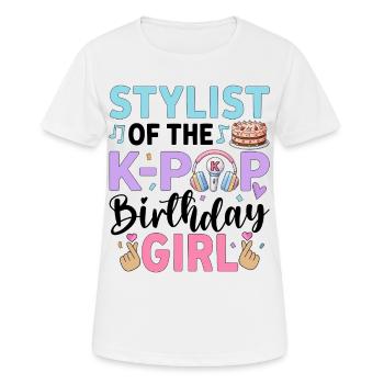 Coiffeuse de la fille d’anniversaire de K Pop - T-shirt respirant Femme - blanc - Devant - AI Model Female 172 dark (172cm)