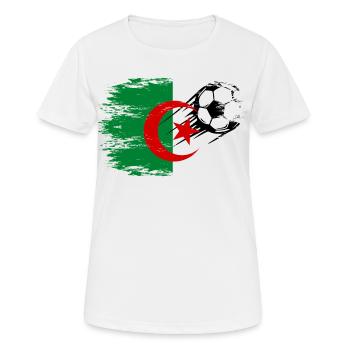 Algerien Flagge Fußball used - Frauen T-Shirt atmungsaktiv - Weiß - Vorne - AI Model Female 172 dark (172cm)