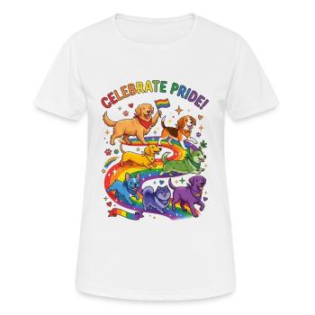Celebrate Pride- Dogs in the rainbow - Women's Breathable T-Shirt - white - Front - AI Model Female 172 dark (172cm)