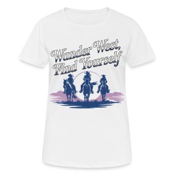 Wander West Find Yourself vintage Style  - Frauen T-Shirt atmungsaktiv - Weiß - Vorne - AI Model Female 172 dark (172cm)