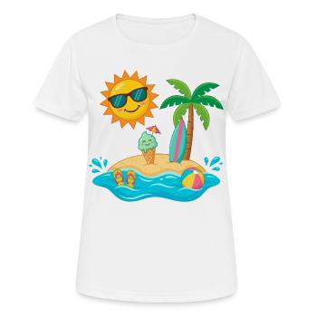 Soleil, île, plage, vacances, amusez-vous au bord de la mer - T-shirt respirant Femme - blanc - Devant - AI Model Female 172 dark (172cm)