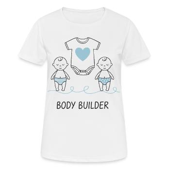 Gender Reveal Body Builder Baby Shower Mom Dad - Women's Breathable T-Shirt - white - Front - AI Model Female 172 dark (172cm)