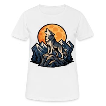 Wolf heult unter dem Mond in den Bergen - Frauen T-Shirt atmungsaktiv - Weiß - Vorne - AI Model Female 172 dark (172cm)