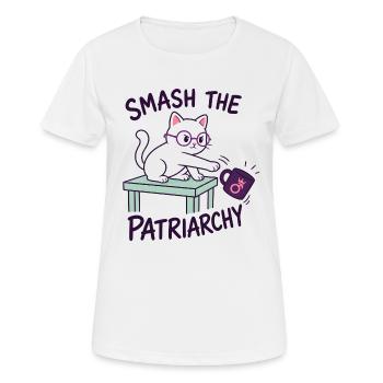 Féministe Chat - Détruire le Patriarcat - T-shirt respirant Femme - blanc - Devant - AI Model Female 172 dark (172cm)