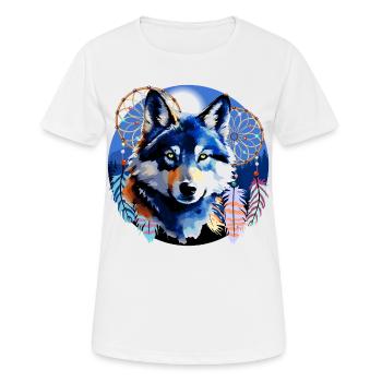 Wolf Spirit Traumfänger Native Mountain Design - Frauen T-Shirt atmungsaktiv - Weiß - Vorne - AI Model Female 172 dark (172cm)