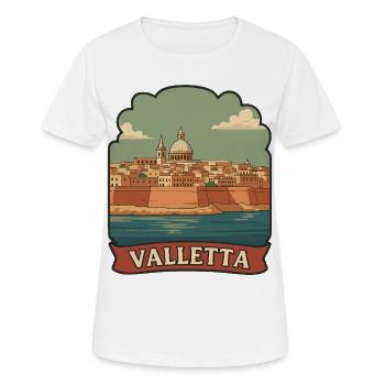 Badge de voyage rétro de la ligne historique de la Skyline de Valletta Malte - T-shirt respirant Femme - blanc - Devant - AI Model Female 172 dark (172cm)