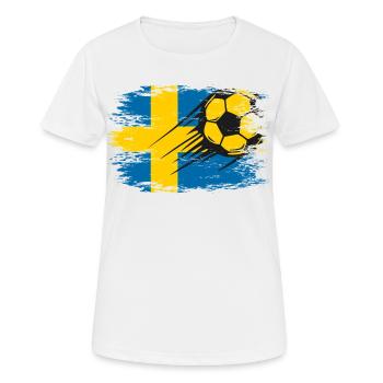 Swedish flag football in motion running - Women's Breathable T-Shirt - white - Front - AI Model Female 172 dark (172cm)