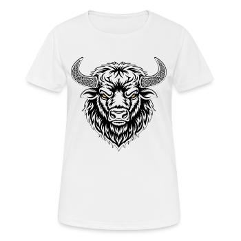 Bison Taureau Mascotte Logo Sport Musculation - T-shirt respirant Femme - blanc - Devant - AI Model Female 172 dark (172cm)
