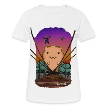 Hamster auf Hängebrücke - Frauen T-Shirt atmungsaktiv - Weiß - Vorne - AI Model Female 172 dark (172cm)