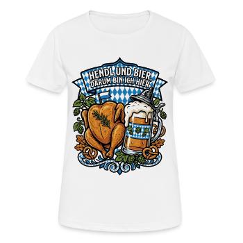 Bavaria Beer Tent | Chicken & beer, that's why I'm here - Women's Breathable T-Shirt - white - Front - AI Model Female 172 dark (172cm)