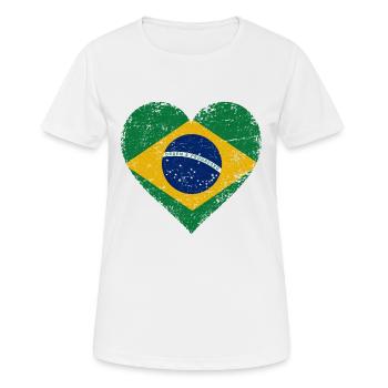 Brasilien Flagge Herz - Frauen T-Shirt atmungsaktiv - Weiß - Vorne - AI Model Female 172 dark (172cm)