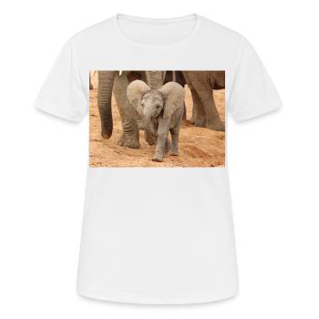 Little baby elephant in Africa - Women's Breathable T-Shirt - white - Front - AI Model Female 172 dark (172cm)