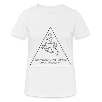 Minimalist Coffee Line Art Triangle Geometric - Women's Breathable T-Shirt - white - Front - AI Model Female 172 dark (172cm)
