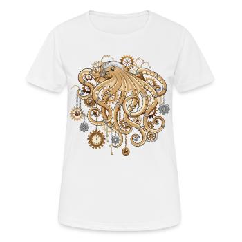 Steampunk Oktopus Retro Mechanische Fantasie - Frauen T-Shirt atmungsaktiv - Weiß - Vorne - AI Model Female 172 dark (172cm)