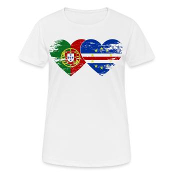 Portugal Cape Verde Flag Heart Used - Women's Breathable T-Shirt - white - Front - AI Model Female 172 dark (172cm)