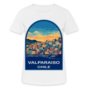 Valparaiso Chile Fernseil Retro Sonnenuntergangsabzeichen - Frauen T-Shirt atmungsaktiv - Weiß - Vorne - AI Model Female 172 dark (172cm)