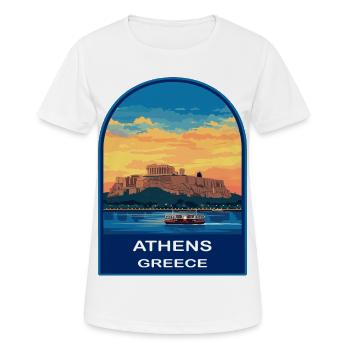 Athen Griechenland Akropolis Retro Sonnenuntergang Reiseabzeichen - Frauen T-Shirt atmungsaktiv - Weiß - Vorne - AI Model Female 172 dark (172cm)