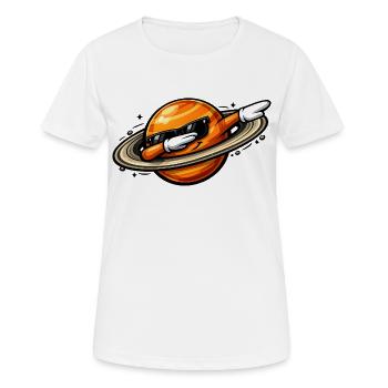 Dabbing Saturn - Frauen T-Shirt atmungsaktiv - Weiß - Vorne - AI Model Female 172 dark (172cm)