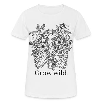 Faire pousser des fleurs à cage thoracique sauvage Roses - T-shirt respirant Femme - blanc - Devant - AI Model Female 172 dark (172cm)