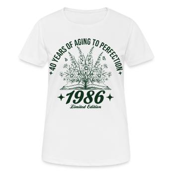 40. Geburtstag Wildblumen Jahrgang 1986 Retro - Frauen T-Shirt atmungsaktiv - Weiß - Vorne - AI Model Female 172 dark (172cm)