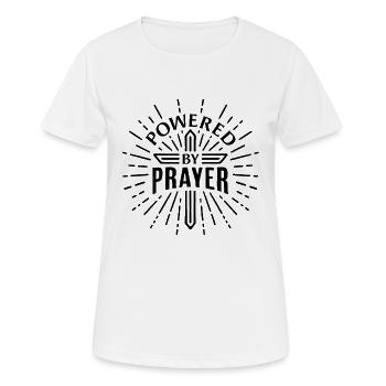 Propulsé par la croix chrétienne de prière - T-shirt respirant Femme - blanc - Devant - AI Model Female 172 dark (172cm)