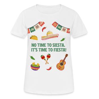 Keine Zeit für Siesta. Es ist Zeit für ein Fiesta - Frauen T-Shirt atmungsaktiv - Weiß - Vorne - AI Model Female 172 dark (172cm)