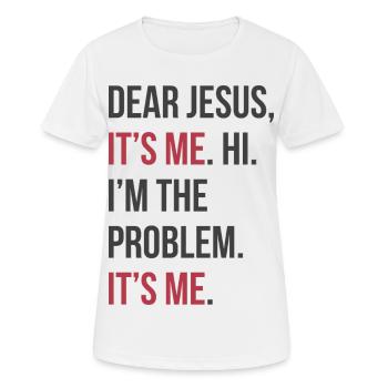 Ich bin das Problem – Selbstironische Typo - Frauen T-Shirt atmungsaktiv - Weiß - Vorne - AI Model Female 172 dark (172cm)