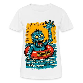 Thriving Zombie im Rettungsring - Frauen T-Shirt atmungsaktiv - Weiß - Vorne - AI Model Female 172 dark (172cm)