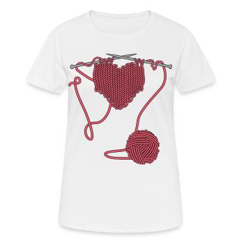 J’adore crocheter ou tricoter - T-shirt respirant Femme - blanc - Devant - AI Model Female 172 dark (172cm)
