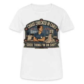 Le chaos était déjà là - T-shirt respirant Femme - blanc - Devant - AI Model Female 172 dark (172cm)