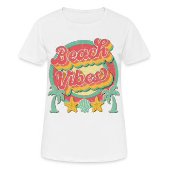 Strandvibes Retro Palm Sunset - Frauen T-Shirt atmungsaktiv - Weiß - Vorne - AI Model Female 172 dark (172cm)