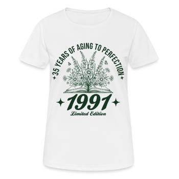 35e anniversaire Fleurs sauvages vintage 1991 Rétro - T-shirt respirant Femme - blanc - Devant - AI Model Female 172 dark (172cm)