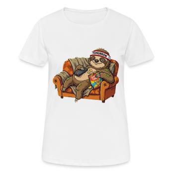 Faultier Couch Morgen Sport Muffel - Frauen T-Shirt atmungsaktiv - Weiß - Vorne - AI Model Female 172 dark (172cm)
