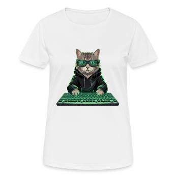 Gaming Katze Hacker Nerd PC - Frauen T-Shirt atmungsaktiv - Weiß - Vorne - AI Model Female 172 dark (172cm)