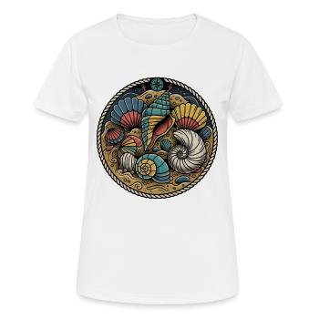 Coquillages Plage Vintage Badge Marine Corde - T-shirt respirant Femme - blanc - Devant - AI Model Female 172 dark (172cm)