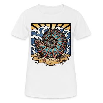 Ammonite Nautilus Beach Ocean Shell Retro - Frauen T-Shirt atmungsaktiv - Weiß - Vorne - AI Model Female 172 dark (172cm)