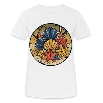 Coquillages Etoiles de Mer Plage Badge Marin - T-shirt respirant Femme - blanc - Devant - AI Model Female 172 dark (172cm)