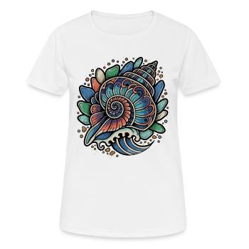 Coquillage Nautile Spirale Ocean Vague Retro - T-shirt respirant Femme - blanc - Devant - AI Model Female 172 dark (172cm)