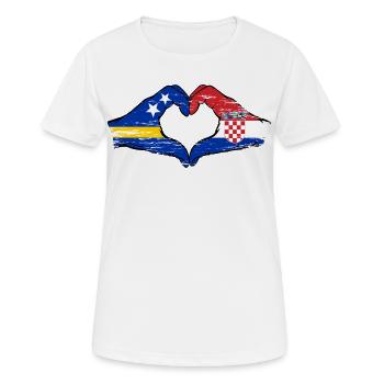 Curacao Kroatien Flagge Hände Herzform used - Frauen T-Shirt atmungsaktiv - Weiß - Vorne - AI Model Female 172 dark (172cm)