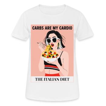 Les pâtes, c’est mon cardio – régime italien - T-shirt respirant Femme - blanc - Devant - AI Model Female 172 dark (172cm)