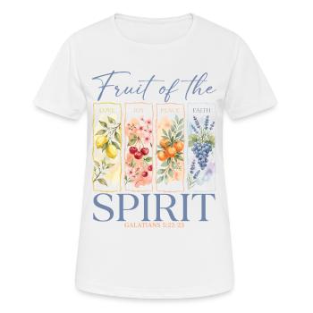 Frucht des Geistes, christliche Frauen - Frauen T-Shirt atmungsaktiv - Weiß - Vorne - AI Model Female 172 dark (172cm)