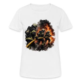 Extinguishing attack in a sea of flames - Women's Breathable T-Shirt - white - Front - AI Model Female 172 dark (172cm)