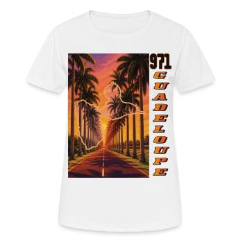 Guadeloupe 971 Karte und Route des Palmiers - Frauen T-Shirt atmungsaktiv - Weiß - Vorne - AI Model Female 172 dark (172cm)